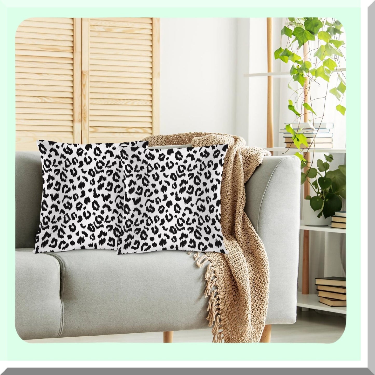 Wildlife Leopard Decor Pillow Covers - Pack of 2 Square Cushion Cases for Couch Sofa - Farmhouse Decoration 18 X 18 Inches - Black Spots Throw Pillowcases
