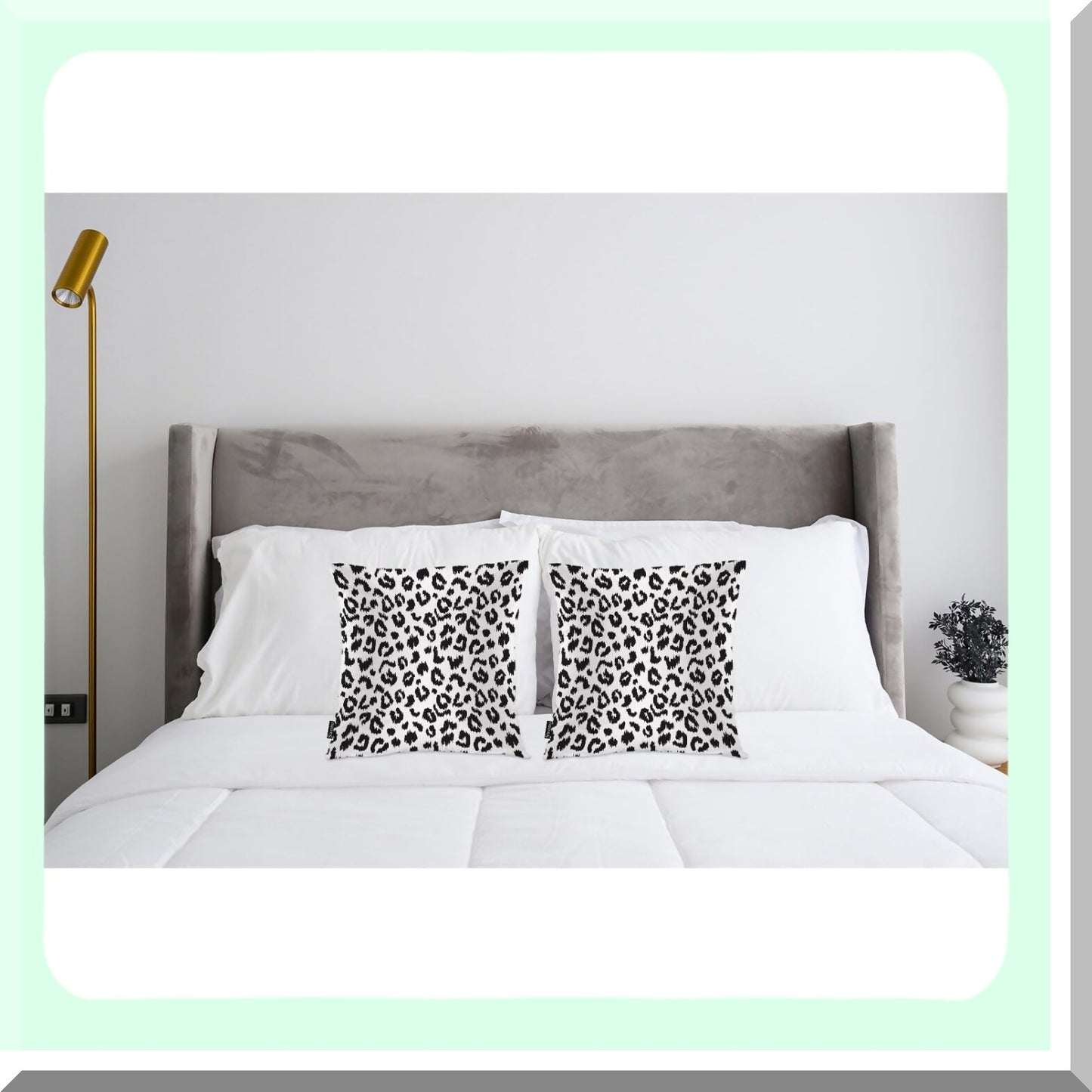 Wildlife Leopard Decor Pillow Covers - Pack of 2 Square Cushion Cases for Couch Sofa - Farmhouse Decoration 18 X 18 Inches - Black Spots Throw Pillowcases