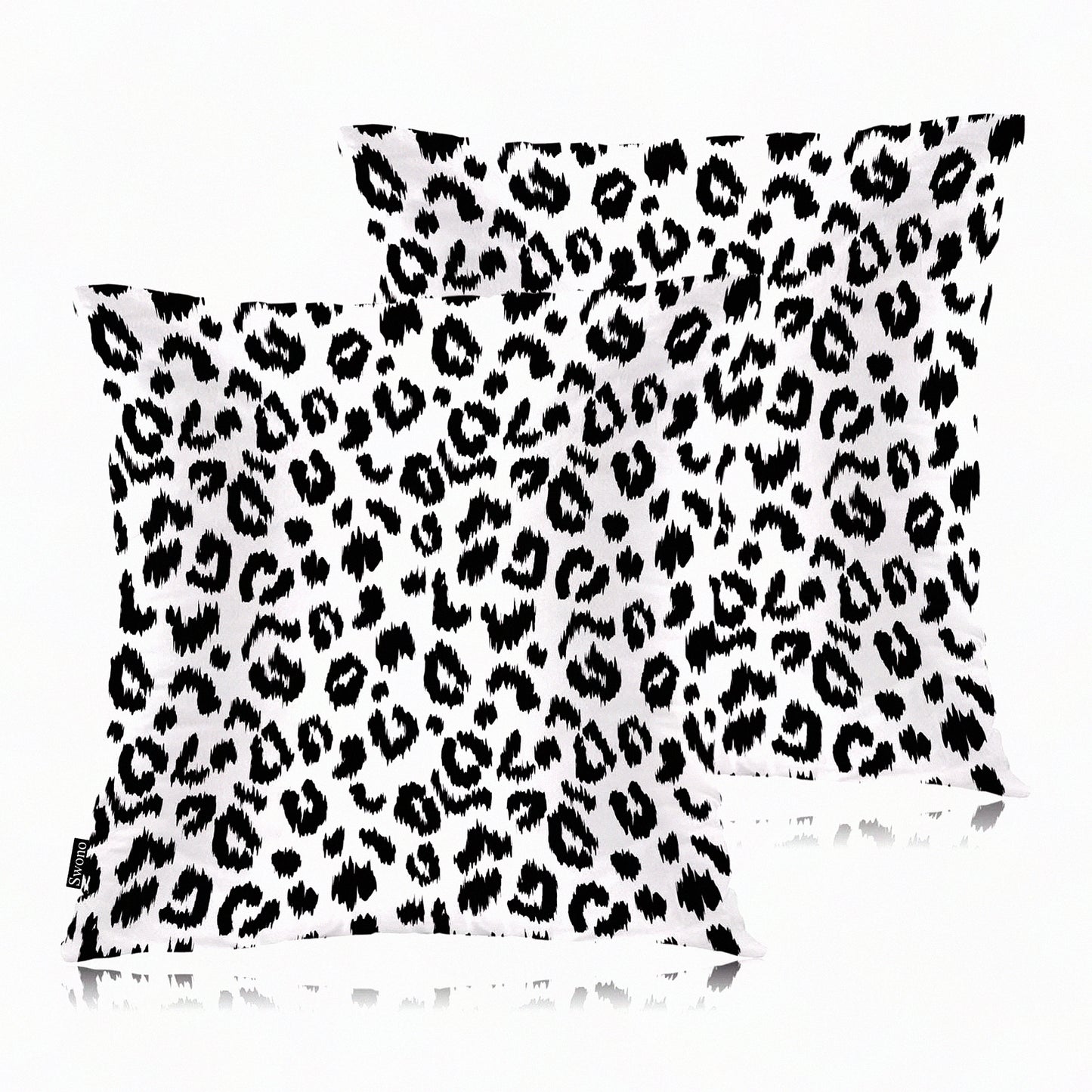 Wildlife Leopard Decor Pillow Covers - Pack of 2 Square Cushion Cases for Couch Sofa - Farmhouse Decoration 18 X 18 Inches - Black Spots Throw Pillowcases