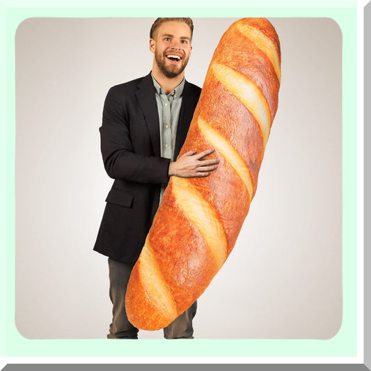 Giant Loaf Bread Pillow - 3D Simulation Funny Body Cushion for Sleeping, Soft Decor Butter Toast Food Shape, 47.24 Inches - Unique Gift Idea