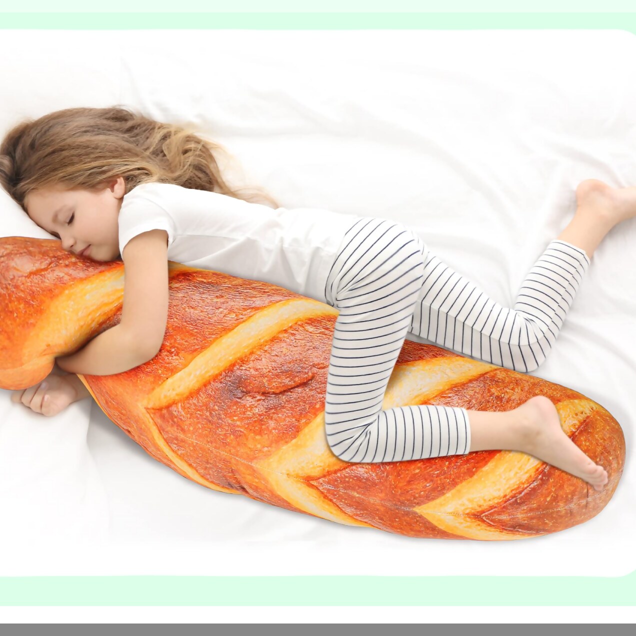 Giant Loaf Bread Pillow - 3D Simulation Funny Body Cushion for Sleeping, Soft Decor Butter Toast Food Shape, 47.24 Inches - Unique Gift Idea