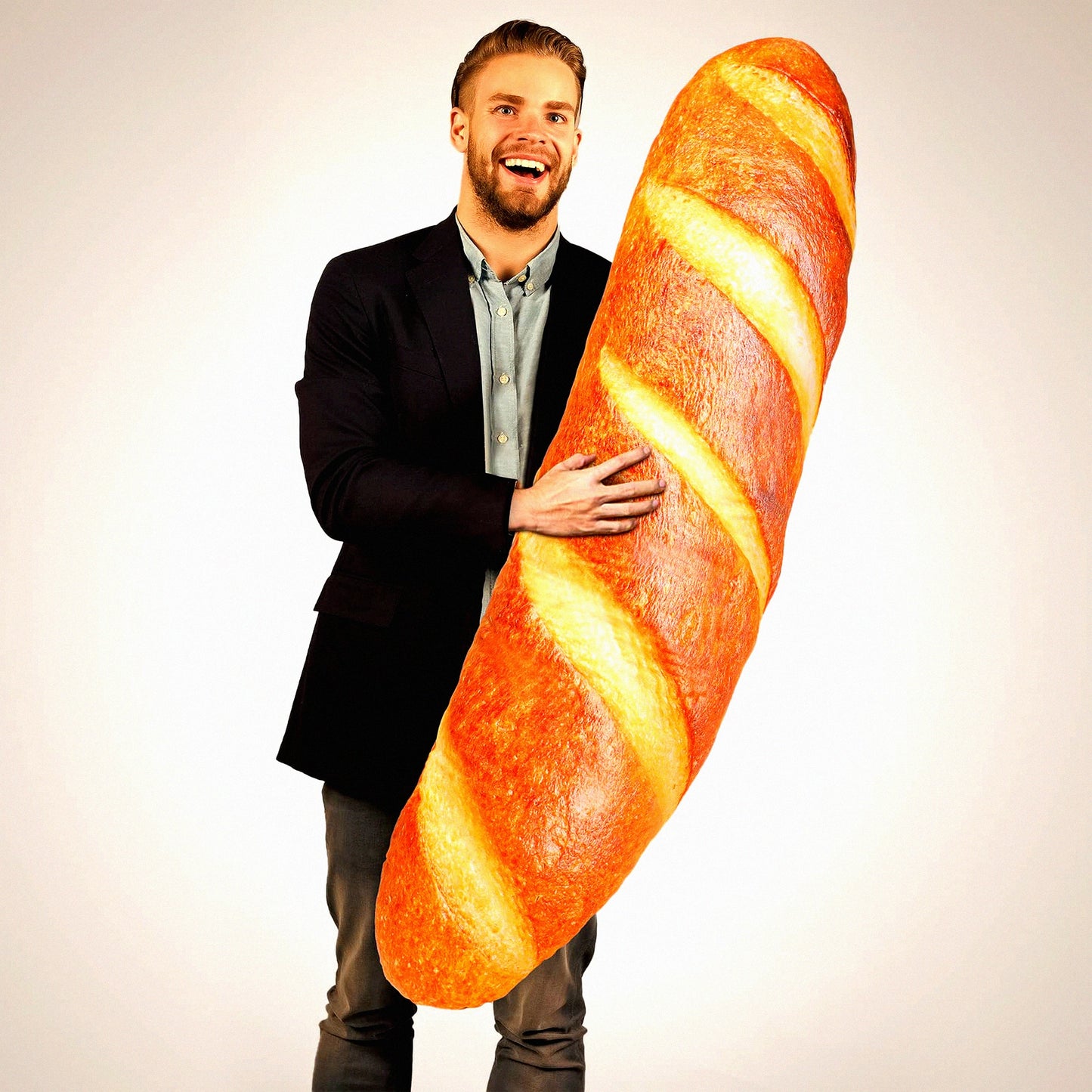 Giant Loaf Bread Pillow - 3D Simulation Funny Body Cushion for Sleeping, Soft Decor Butter Toast Food Shape, 47.24 Inches - Unique Gift Idea