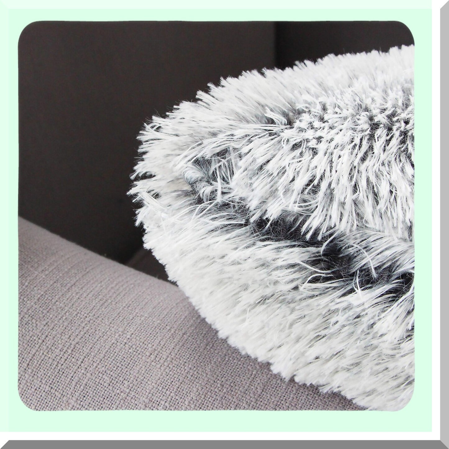 Luxury Gray Ombre Fluffy Throw Pillow Covers - Set of 2 | Super Soft Cushion Cases for Sofa or Bed | Double Sided Decorative Home Decor - 18x18 Inch