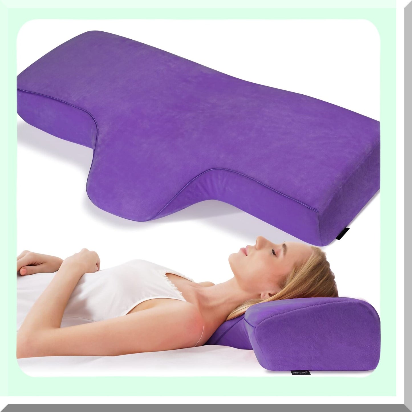 ErgoCurve Lash Extension Pillow - Memory Foam Neck Support for Side and Back Sleeping, Contour Pillow to Improve Cervical Alignment and Reduce Neck Pain