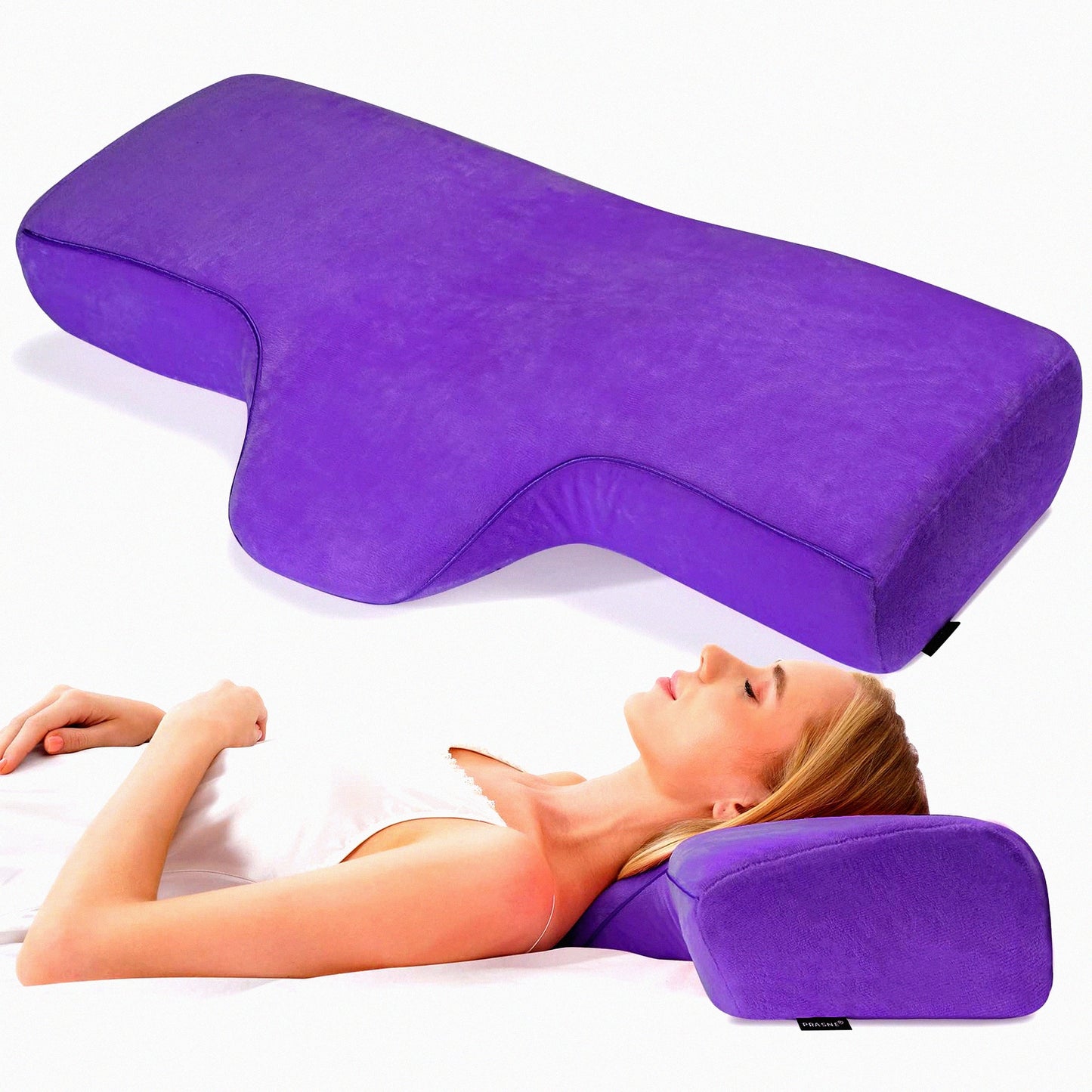 ErgoCurve Lash Extension Pillow - Memory Foam Neck Support for Side and Back Sleeping, Contour Pillow to Improve Cervical Alignment and Reduce Neck Pain