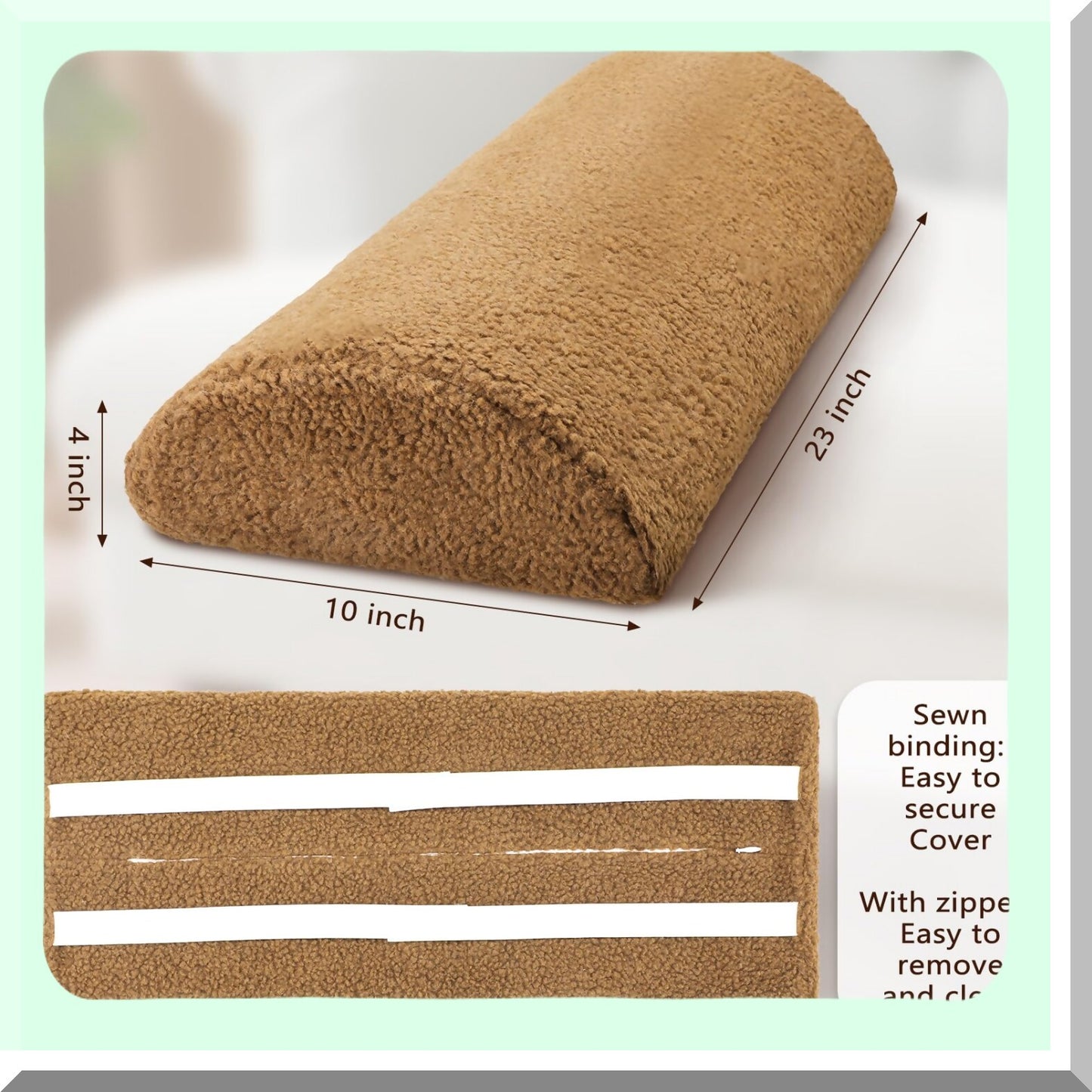 SleepWell Sherpa Leg Pillow - Foam Bolster Half Moon Foot Pillow for Ultimate Comfort & Support. Multi Purpose Recliner Leg Rest Cushion with Back Lumbar Support. Perfect for Bed, Chair, Sofa.