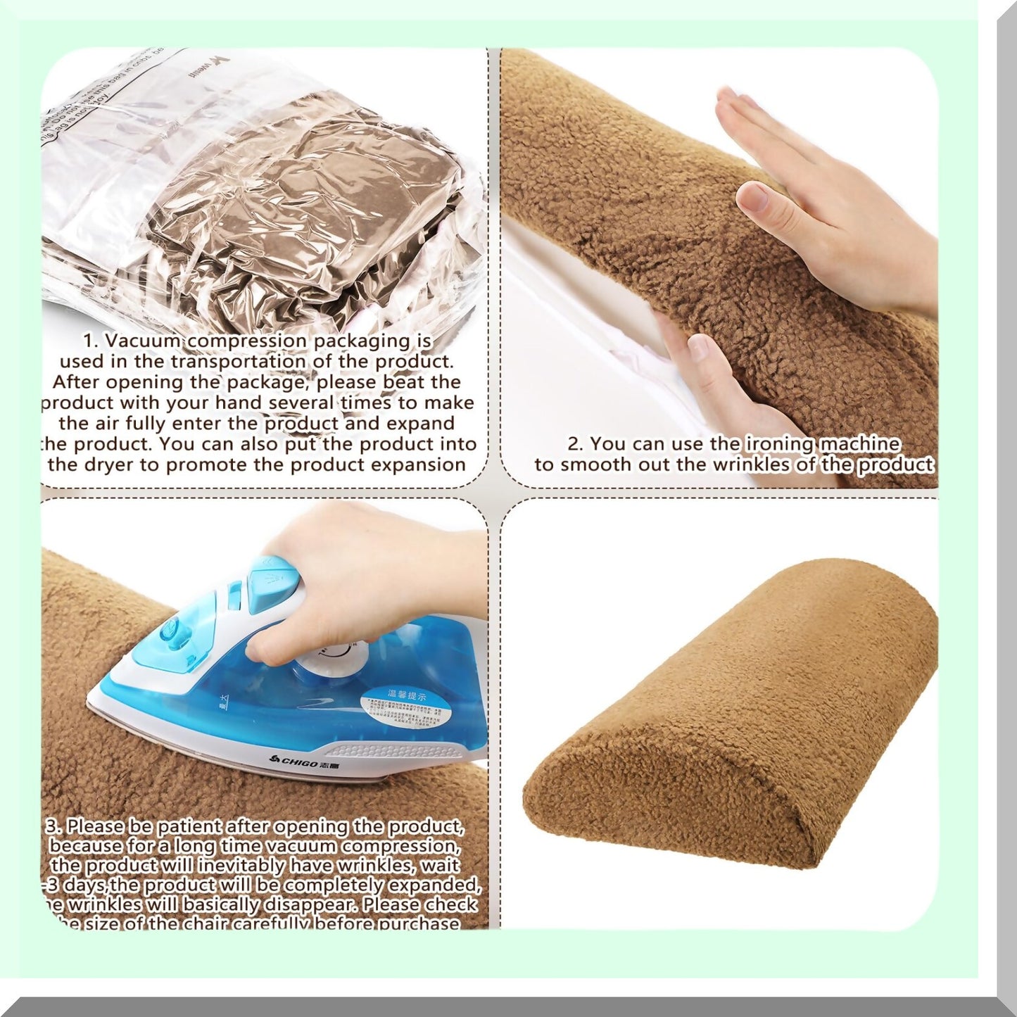 SleepWell Sherpa Leg Pillow - Foam Bolster Half Moon Foot Pillow for Ultimate Comfort & Support. Multi Purpose Recliner Leg Rest Cushion with Back Lumbar Support. Perfect for Bed, Chair, Sofa.