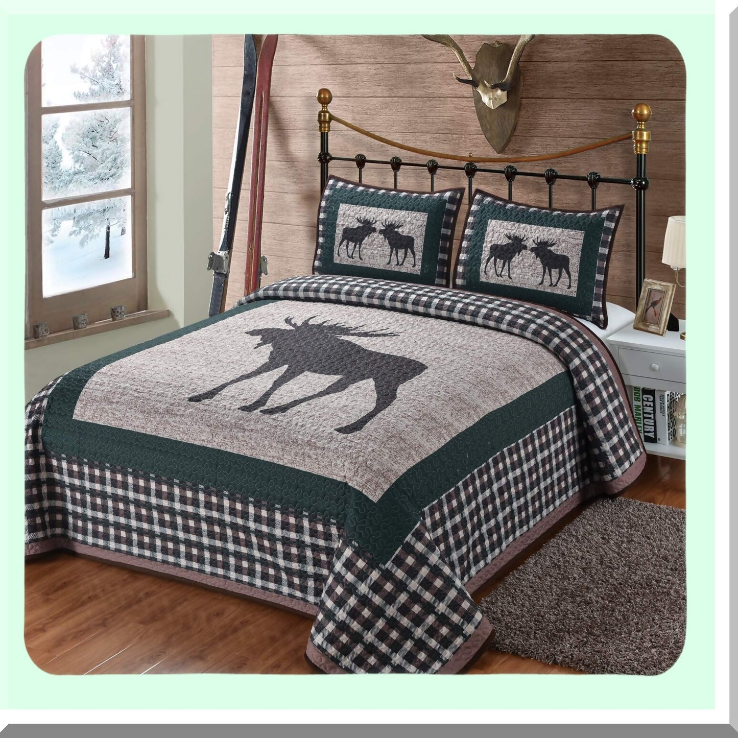 Rustic Mountain Lodge Plaid Quilt Throw - Cozy Cabin Style Bedding