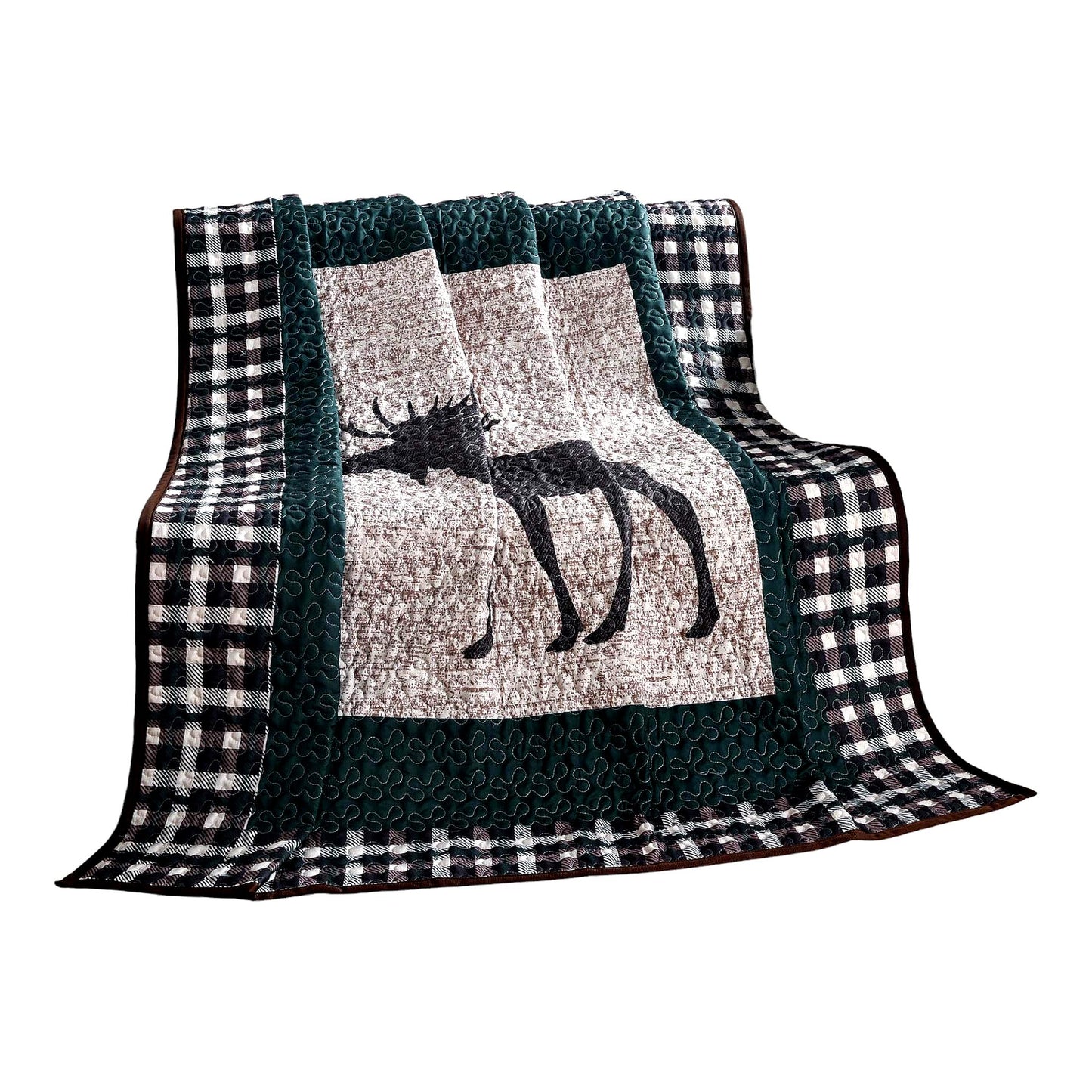 Rustic Mountain Lodge Plaid Quilt Throw - Cozy Cabin Style Bedding
