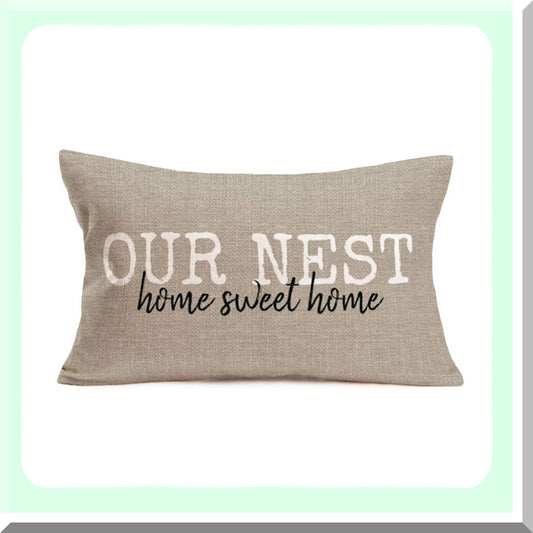 Vintage Farmhouse Home Sweet Home Pillow Cover - 12x20 Inch Cotton Linen Throw Pillow Case for Sofa Couch - Country Decorative Cushion Cover