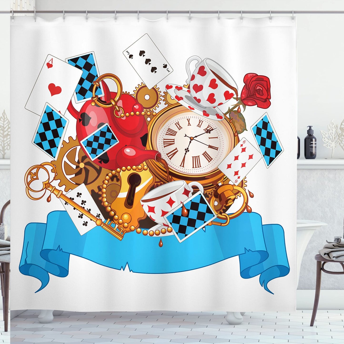 Alice in Wonderland Shower Curtain 69" x 84" Fabric