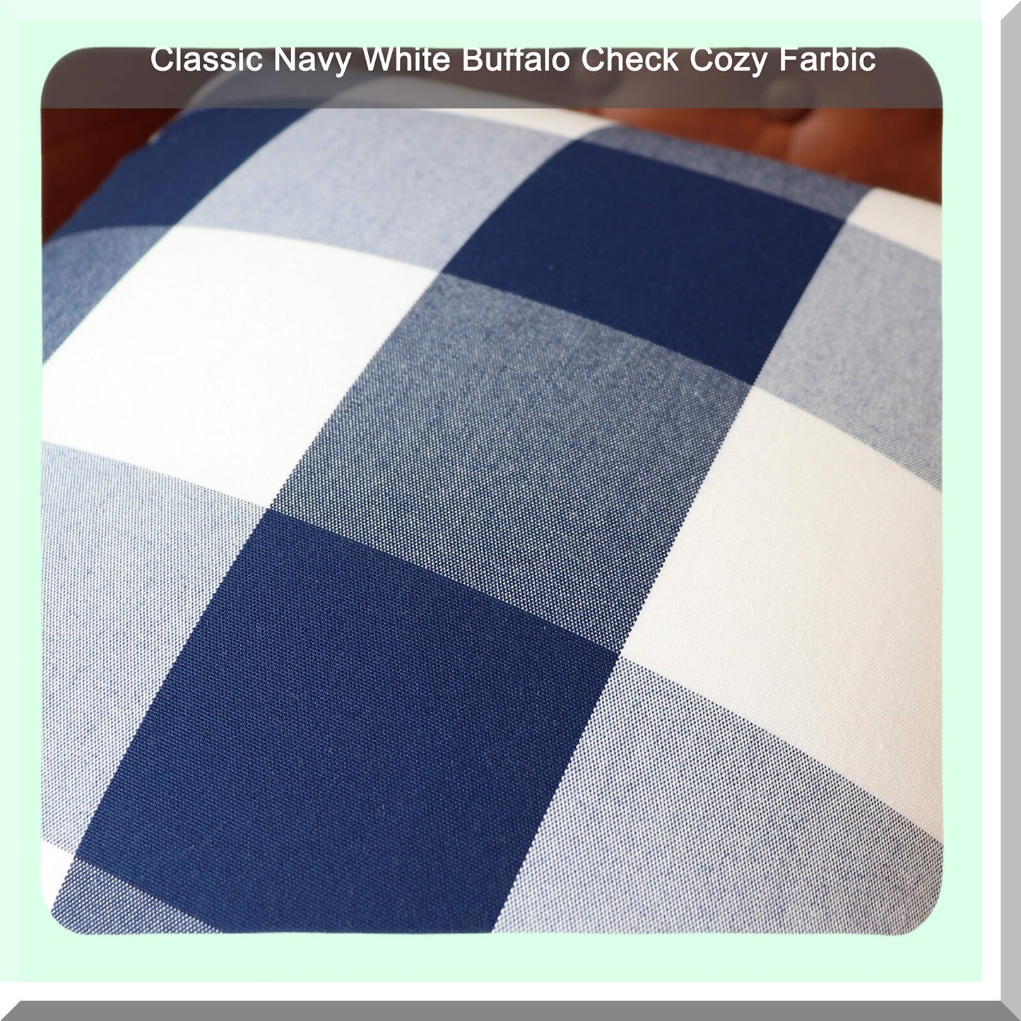 Navy Blue Buffalo Check Plaid Outdoor Pillow Covers - Farmhouse Decorative Throw Pillows 18x18 for Couch Sofa Bed - Set of 2