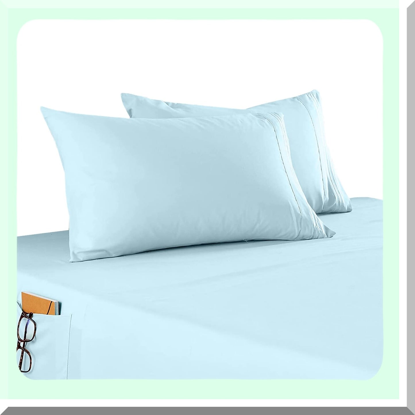 AquaLux Deep Pocket Smart Sheet Set - 1500 Thread Count Microfiber - Wrinkle & Fade Resistant - Side Storage Pockets - Silky Soft Queen Size