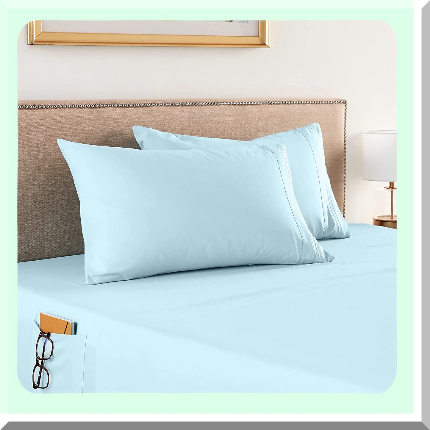 AquaLux Deep Pocket Smart Sheet Set - 1500 Thread Count Microfiber - Wrinkle & Fade Resistant - Side Storage Pockets - Silky Soft Queen Size