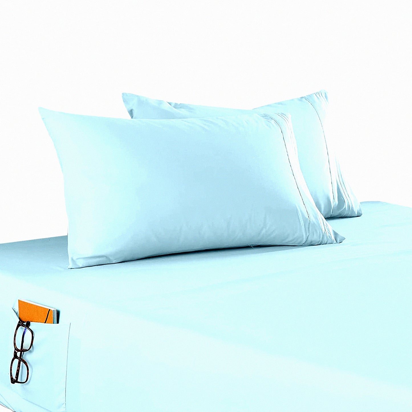 AquaLux Deep Pocket Smart Sheet Set - 1500 Thread Count Microfiber - Wrinkle & Fade Resistant - Side Storage Pockets - Silky Soft Queen Size