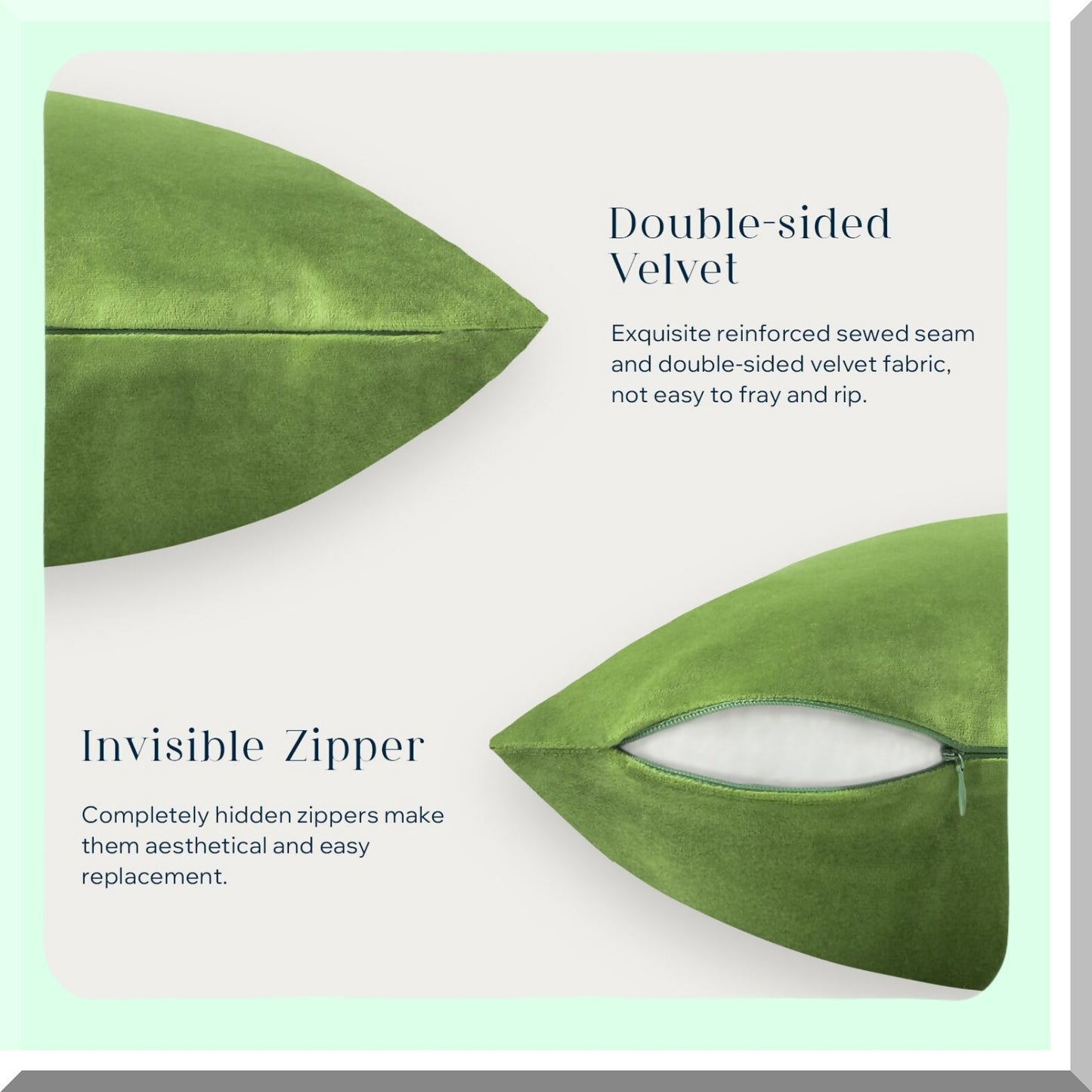 Velvet Green Xmas Throw Pillow Cover Set - Soft Square Decorative Cushion Case for Couch - Pack of 2 - 12 x 20 inches - Top Quality Fabric