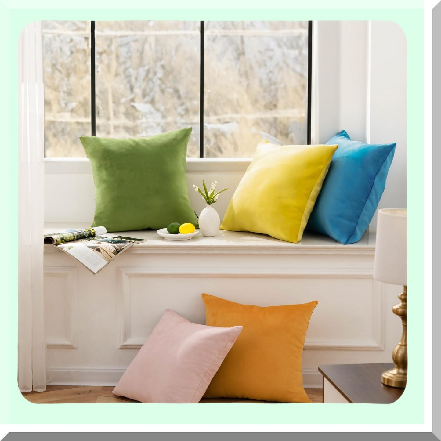 Velvet Green Xmas Throw Pillow Cover Set - Soft Square Decorative Cushion Case for Couch - Pack of 2 - 12 x 20 inches - Top Quality Fabric