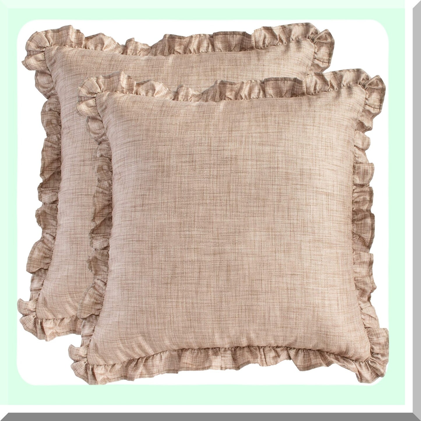 Euro Frills Decorative Cushion Covers - Pack of 2 | Oatmeal Throw Pillow Cover for Couch, Sofa, Bedroom, Living Room - 26x26 inch Washable Sham