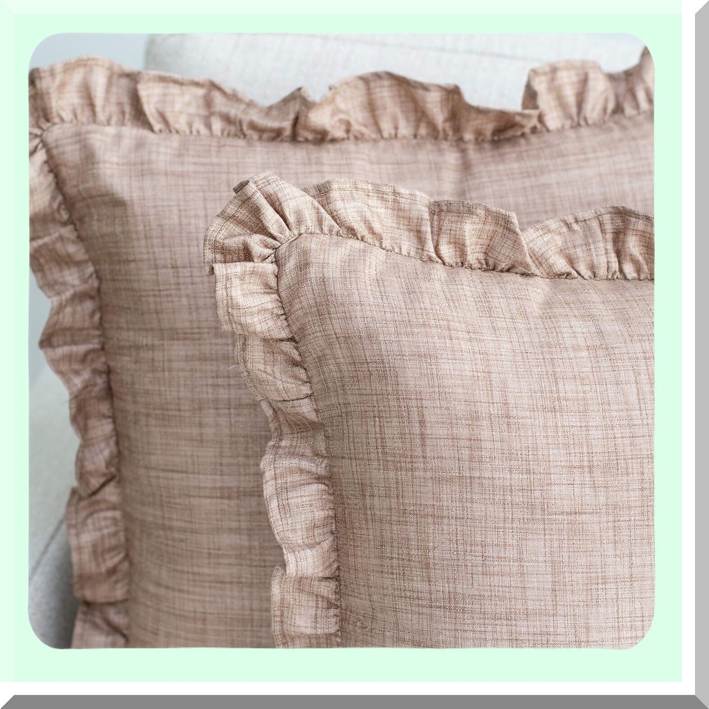 Euro Frills Decorative Cushion Covers - Pack of 2 | Oatmeal Throw Pillow Cover for Couch, Sofa, Bedroom, Living Room - 26x26 inch Washable Sham