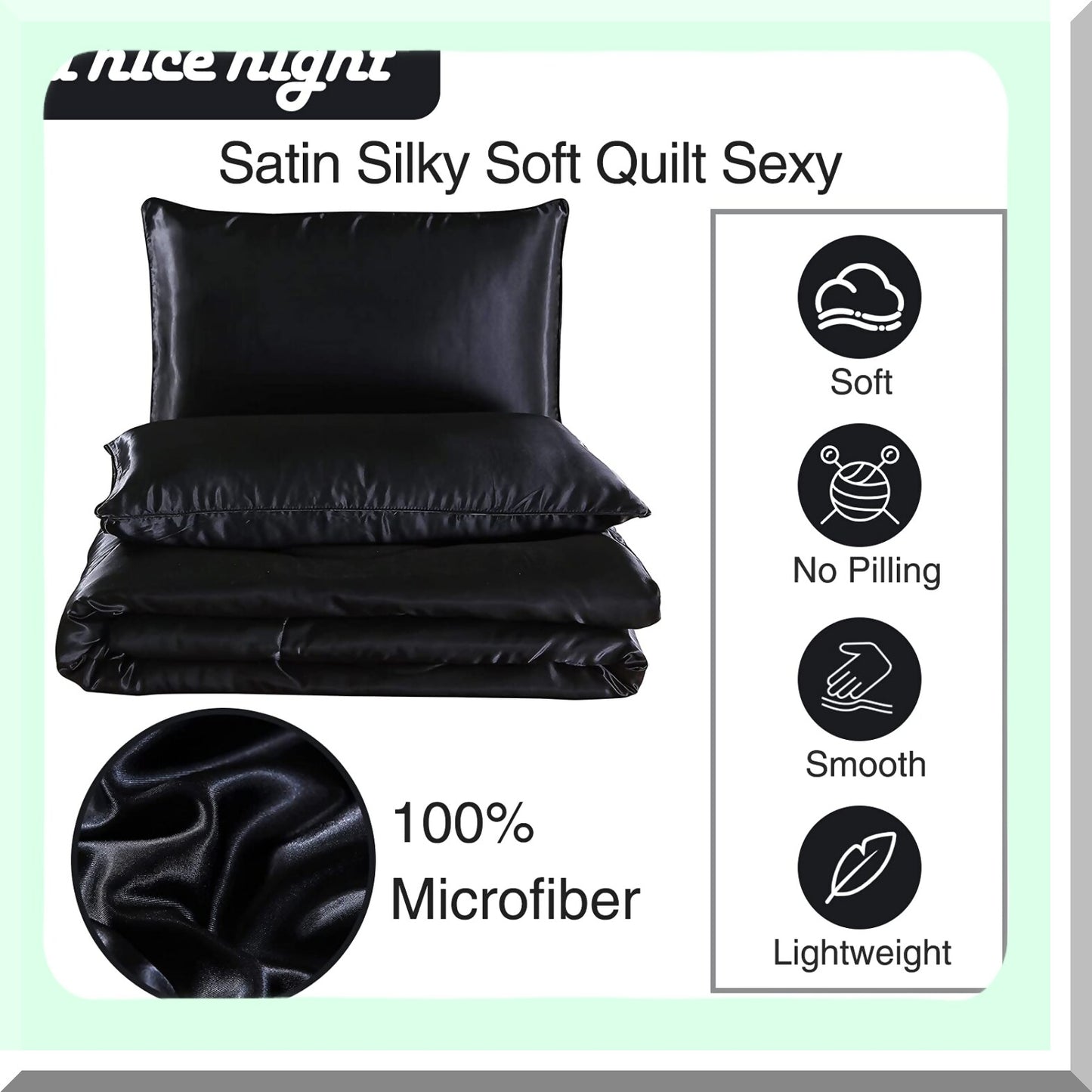 Luxury Silky Soft Microfiber Comforter Set - Black, Lightweight Bedding Quilt, Super Soft, 102x88 inches, Cozy Bedspread, Premium Quality