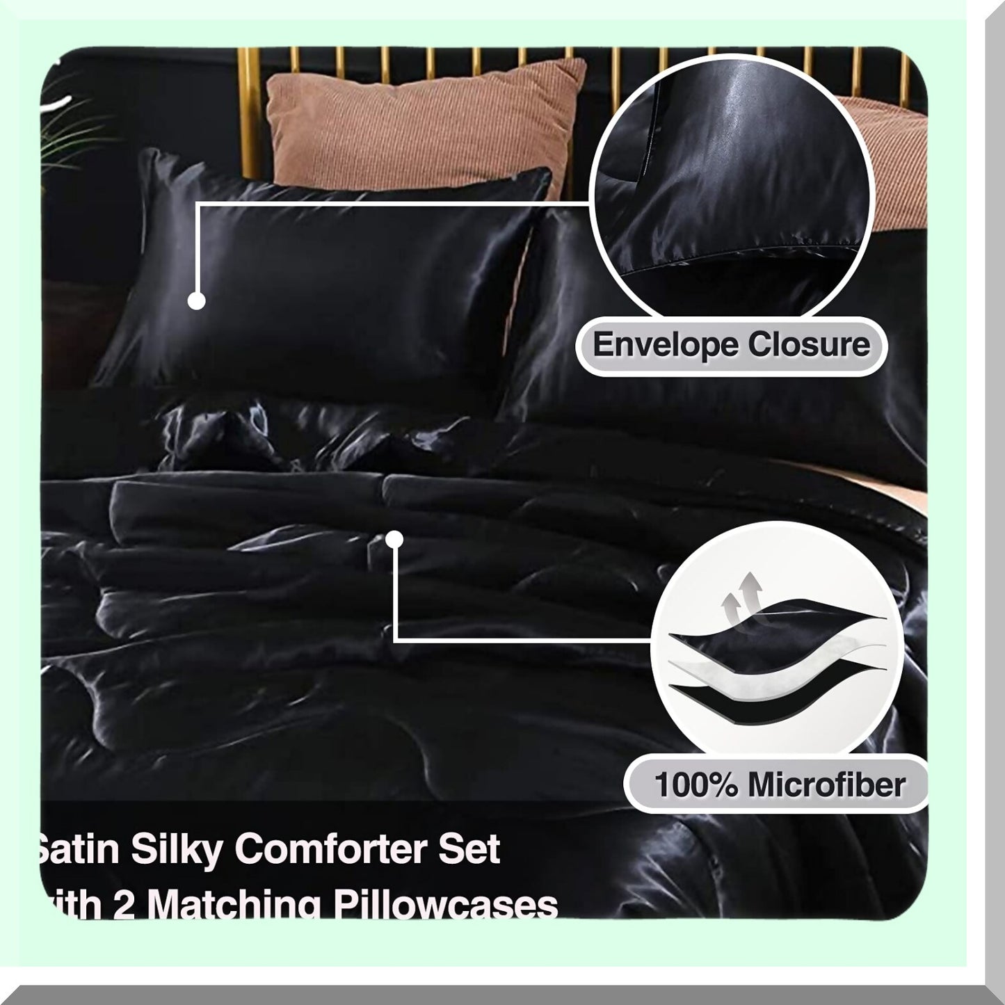 Luxury Silky Soft Microfiber Comforter Set - Black, Lightweight Bedding Quilt, Super Soft, 102x88 inches, Cozy Bedspread, Premium Quality