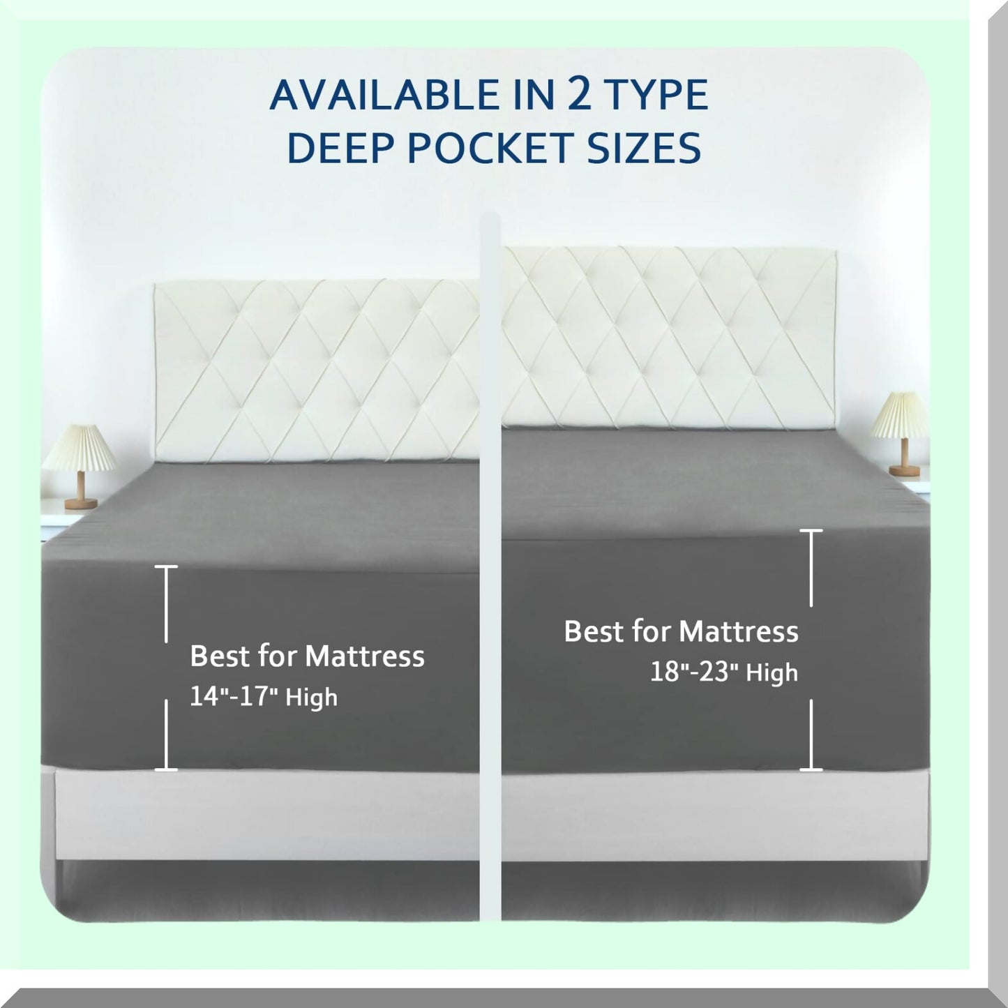 UltraSoft Deep Pocket Queen Fitted Sheets 2 Pack - Pillow Top Mattress - Grey - 24 Inch - Air Mattress Compatible - Bedding Set