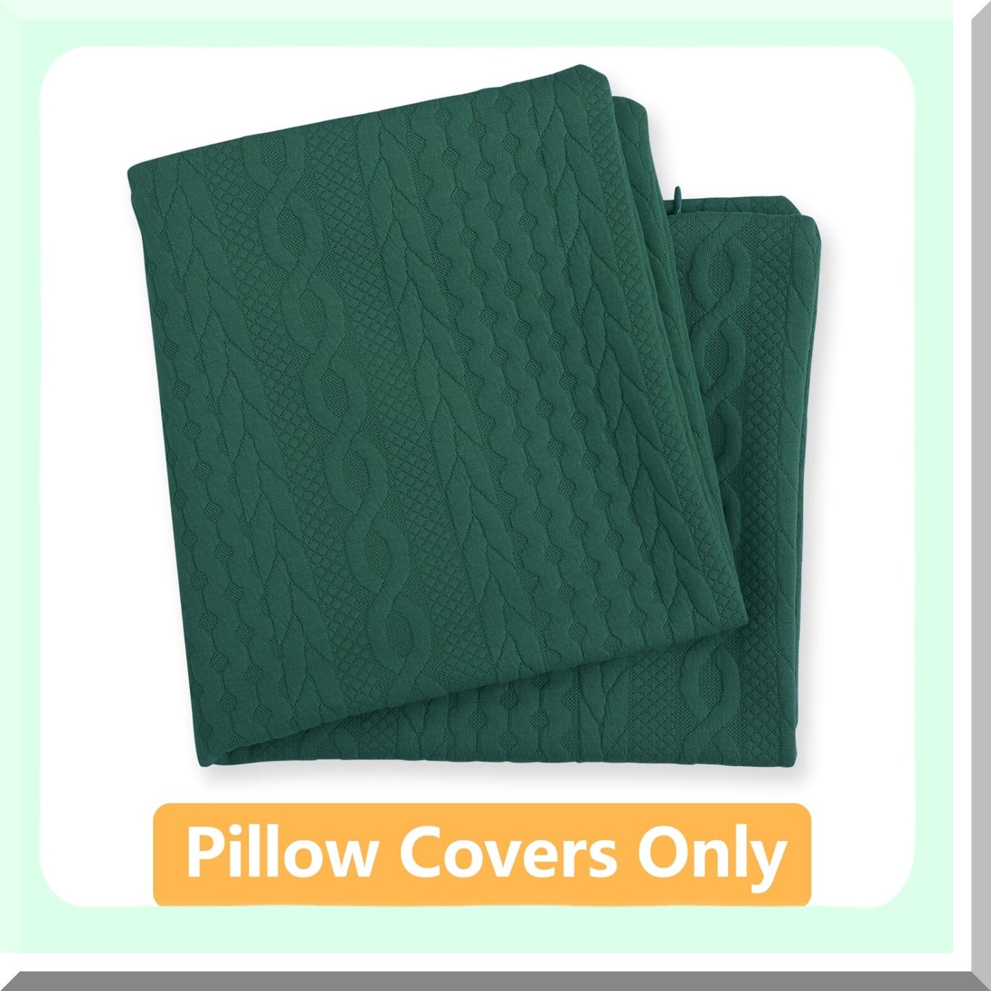 Twisted Rope Pattern Decorative Pillow Covers - Set of 2 18x18 for Sofa Bed, Stretchy Embossed Couch Pillow Covers in Dark Green - Home Decor Accents