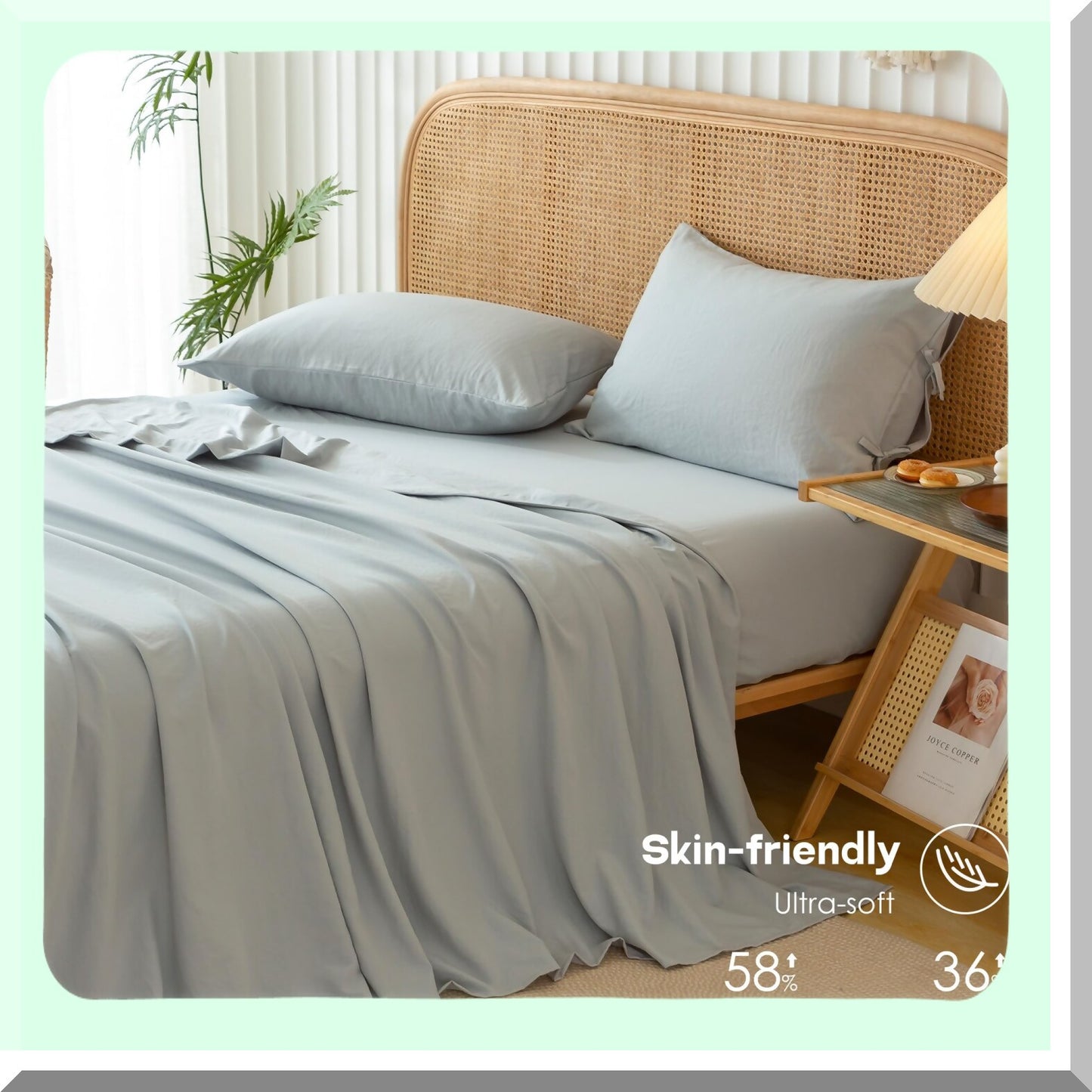 Luxury Grey Queen Bedding Set - Super Soft Polycotton Sheets & Pillowcases - Hotel Quality Warmth Tech - All Seasons Cozy Comfort - Deep Pocket Fit