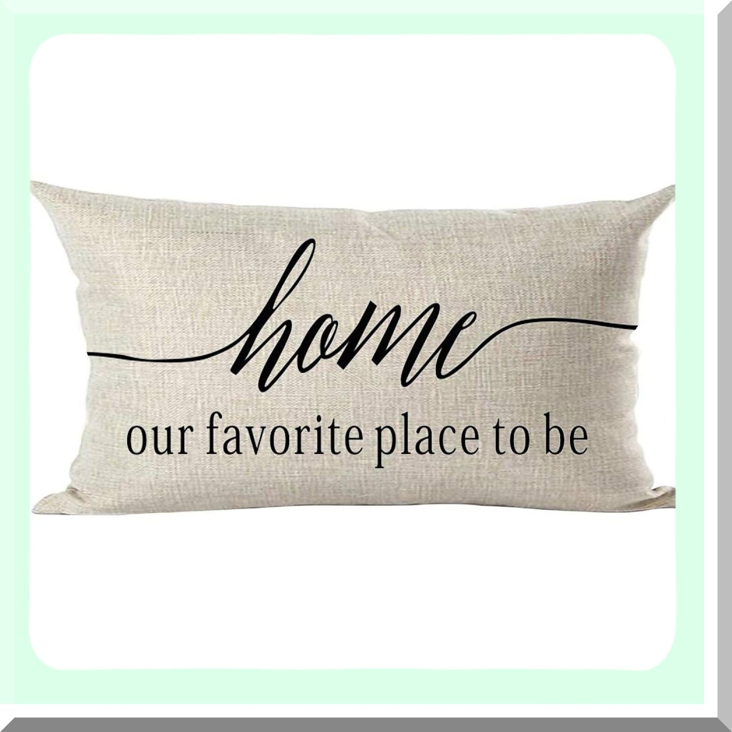 Family Love Quote Decorative Lumbar Pillow Cover - Home Sweet Home - Cotton Linen - 12 x 20 Inches