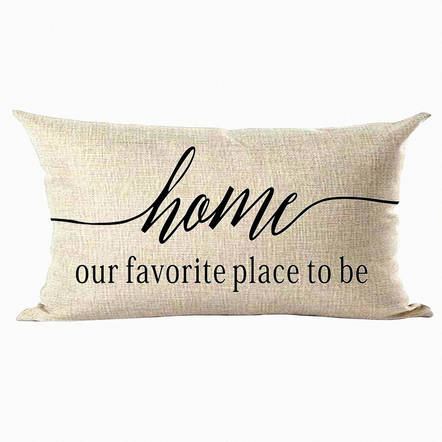 Family Love Quote Decorative Lumbar Pillow Cover - Home Sweet Home - Cotton Linen - 12 x 20 Inches
