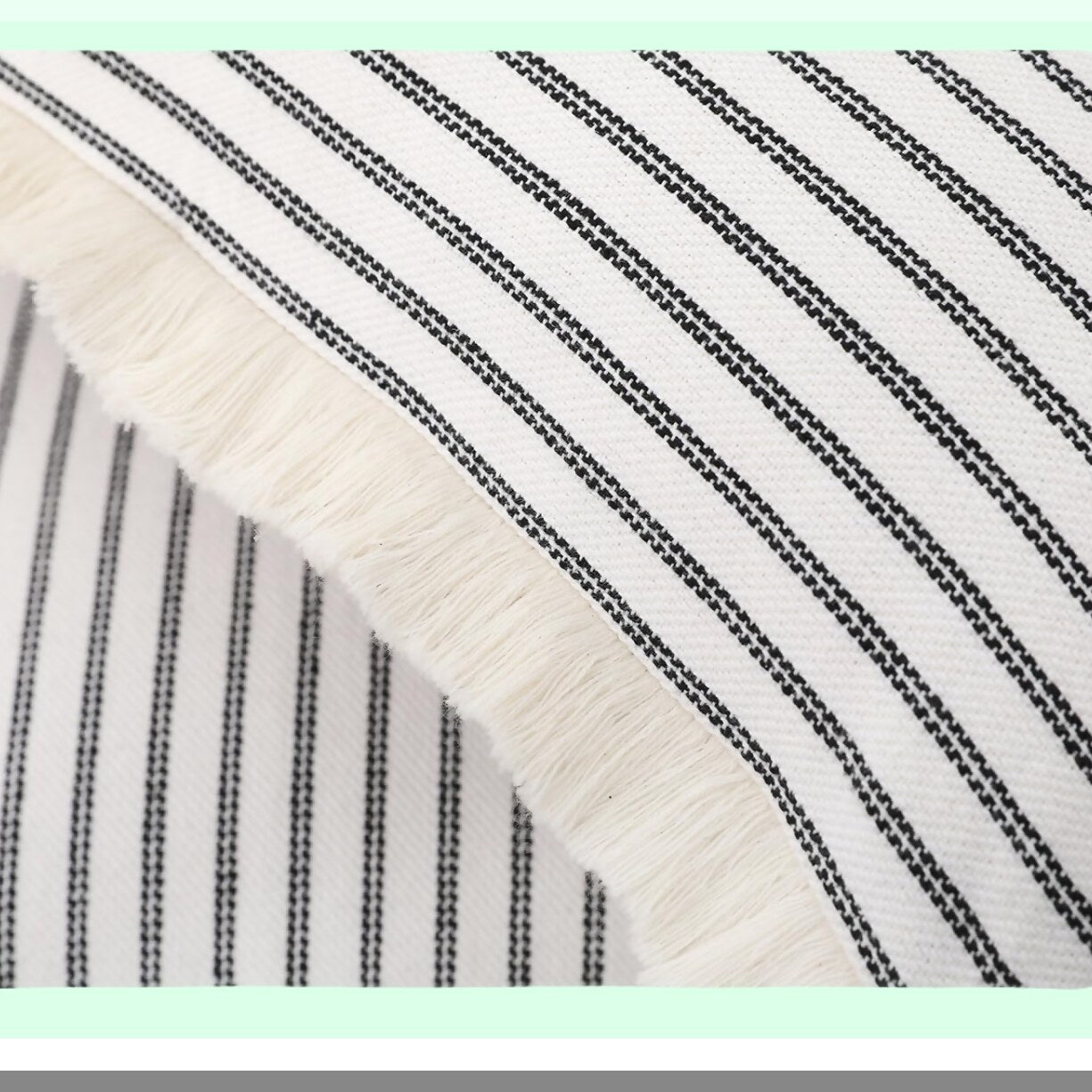 Boho Fringe Cushion Covers - Set of 2 Black 16x16 Cotton Neutral Decorative Pillow Cases for Farmhouse Living Room, Bed, Sofa & Couch