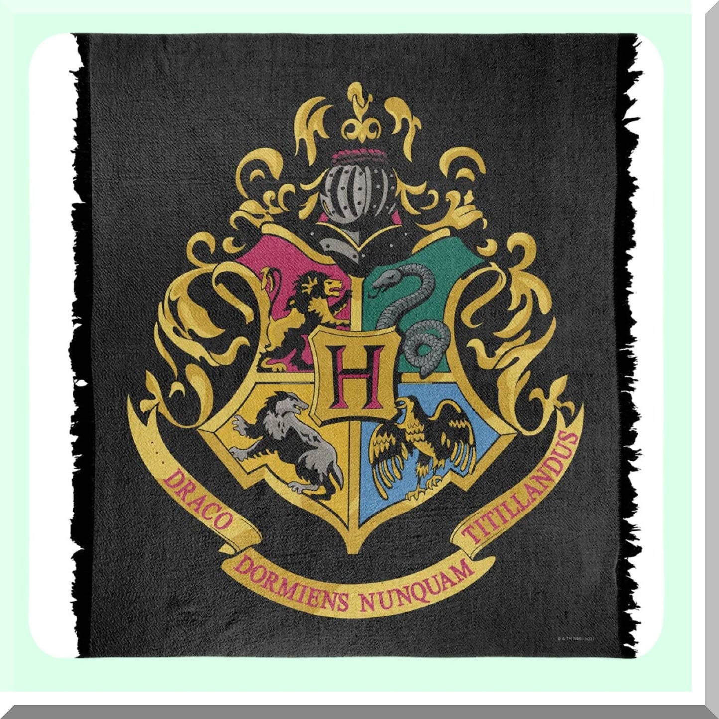 Hogwarts Crest Magic Woven Tapestry Throw - 50"x60" Cotton Blend Blanket with Fringe