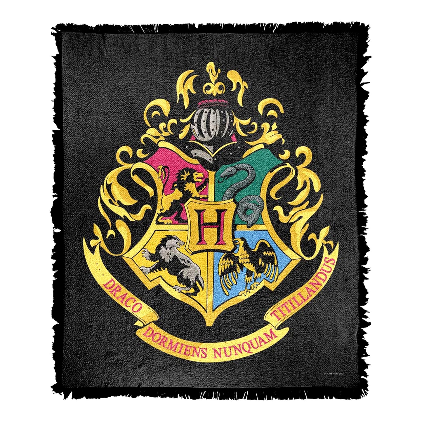 Hogwarts Crest Magic Woven Tapestry Throw - 50"x60" Cotton Blend Blanket with Fringe
