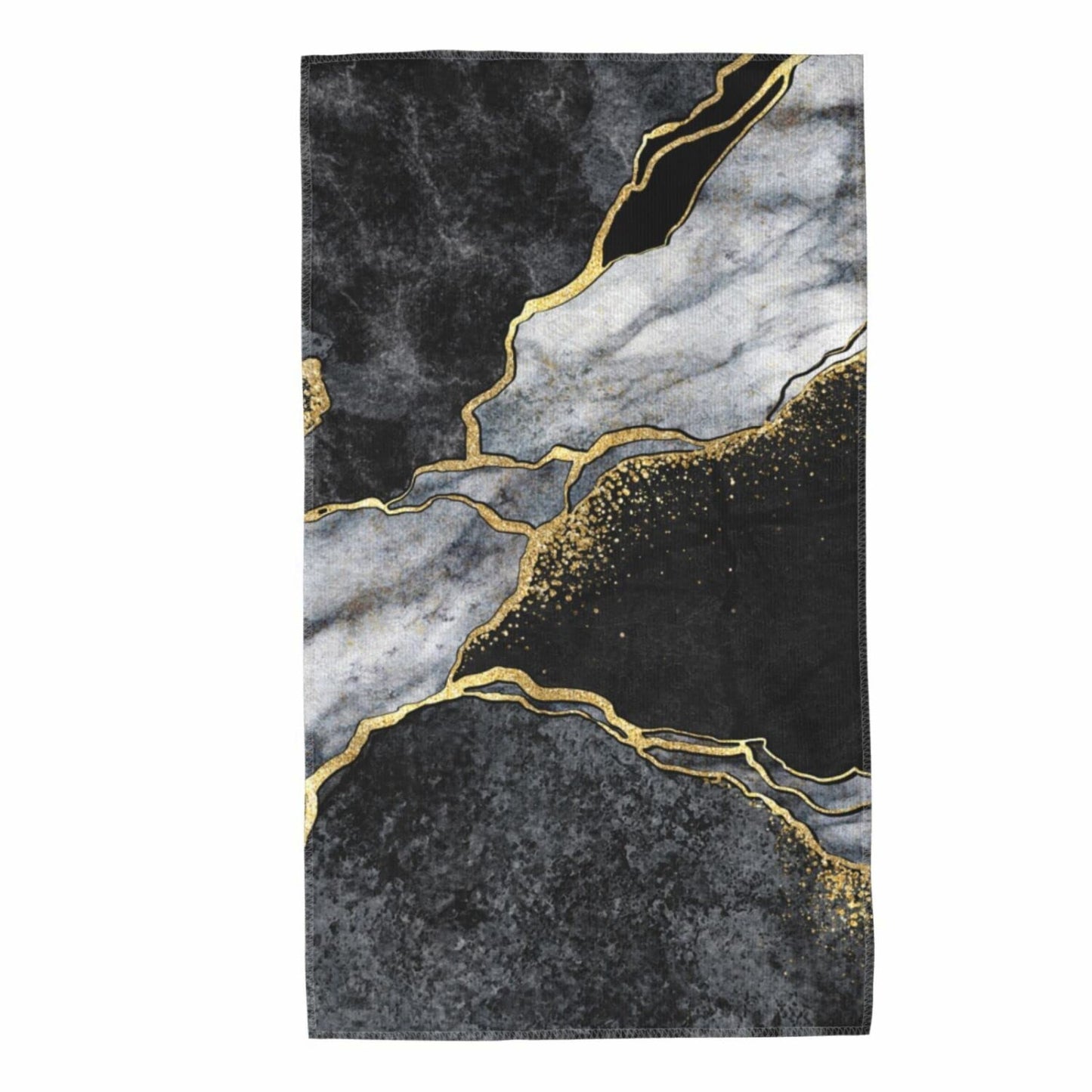 Black Marble Hand Towel 27.5 x 15.7 Inch Microfiber