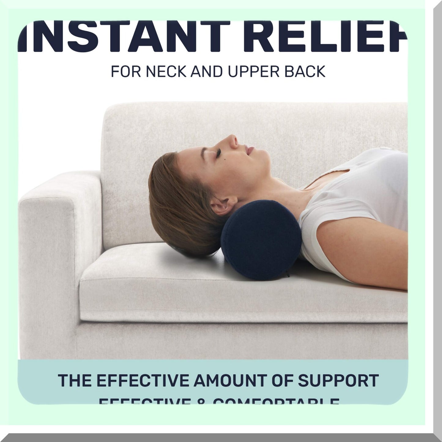 Bamboo Comfort Cervical Support Pillow - Round Cylinder Bolster Roll for Neck, Back, Legs - Washable Cover - Ergonomic Design - Navy Blue