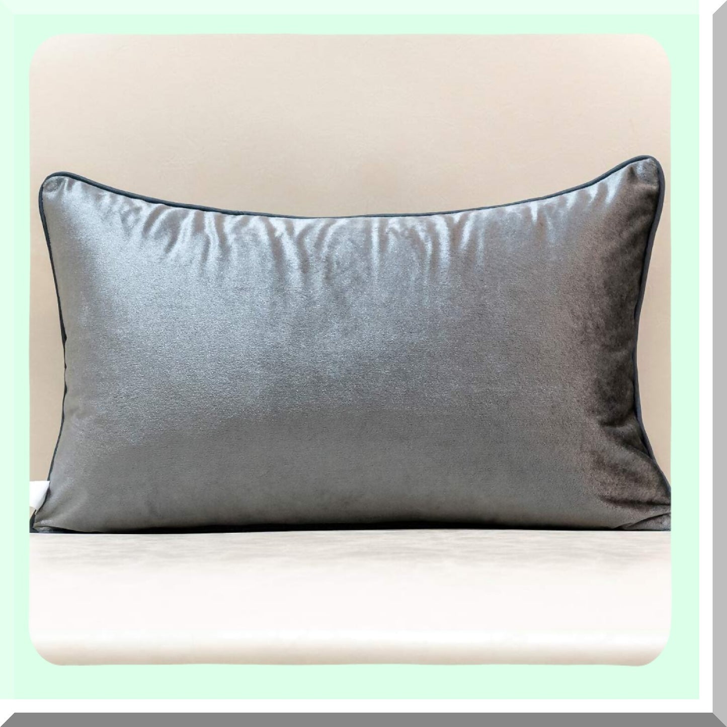 Luxury Velvet Petunias Embroidery Cushion Cover - European Home Decor Pillowcase for Sofa Chair Bedroom Living Room - Gray - 12 x 20 Inch