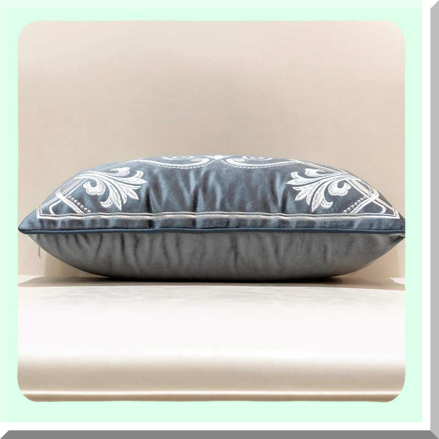 Luxury Velvet Petunias Embroidery Cushion Cover - European Home Decor Pillowcase for Sofa Chair Bedroom Living Room - Gray - 12 x 20 Inch