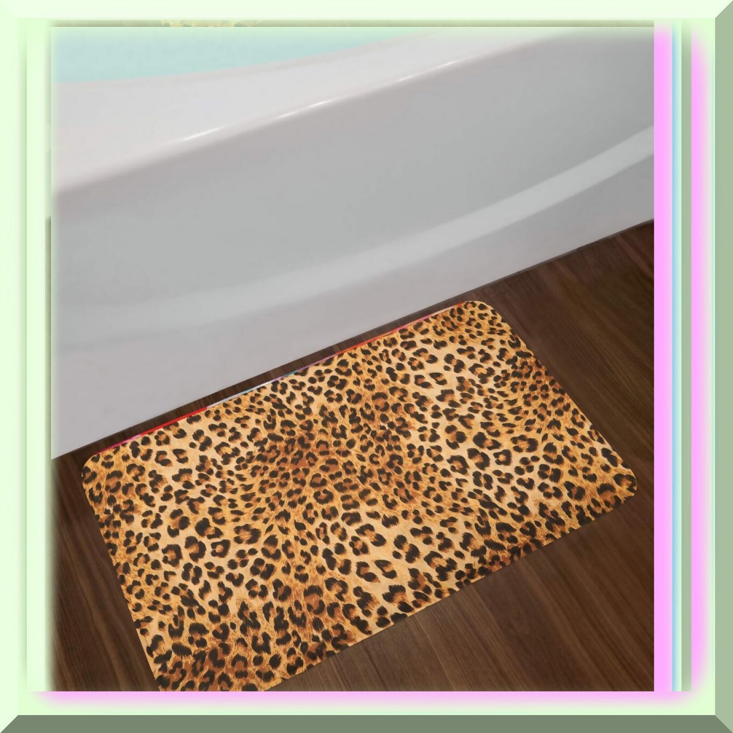 Animal Print Bath Mat, Leopard Pattern, 30.2" x 20"