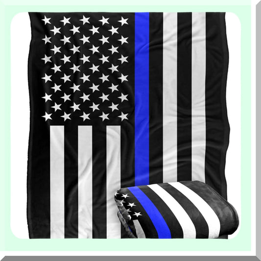 PatriotGuard Silky Touch Thin Blue Line Throw Blanket 50" x 60" - Super Soft & Officially Licensed