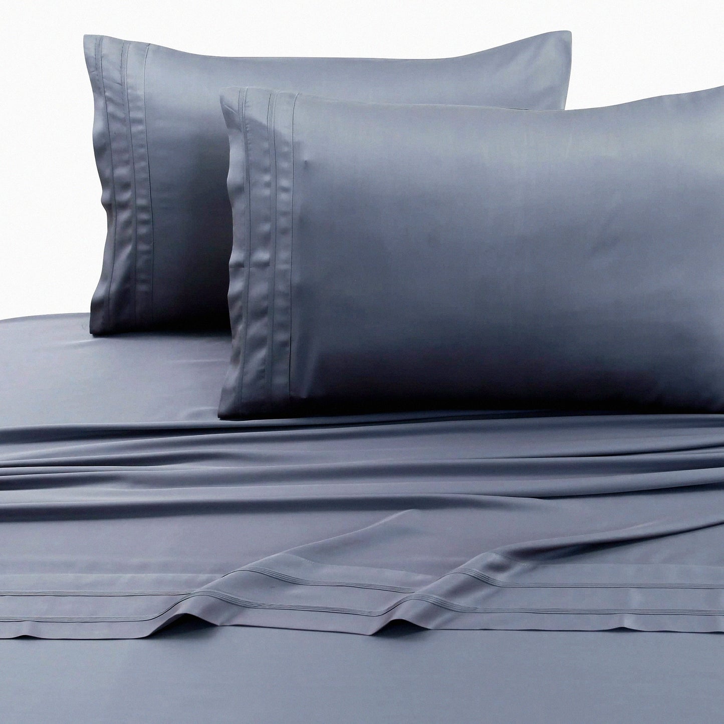 BambooLux 300 Thread Count Rayon Pillow Set - Steel Grey - Pack of 2 - Hypoallergenic, Cooling, Breathable, Standard Size - Eco-Friendly Fibers