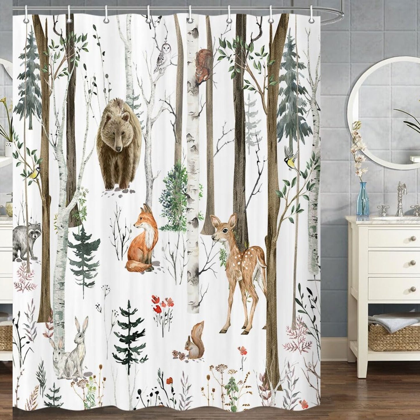 Gray Forest RV Shower Curtain 47x64 Inches