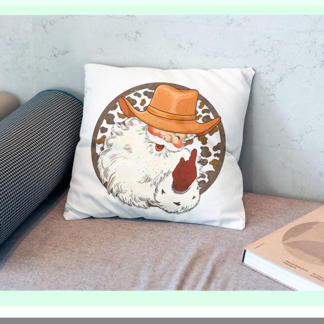 Cowboy Chic Pillow Covers - Set of 2 Western Decorative Throw Pillows 18x18 - Cowboy Hat Design Cushion Cases for Home Decor - Wild West Pillowcases