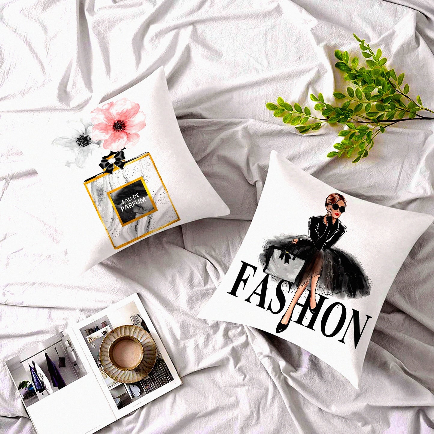 Pink Gold Velvet Pillow Covers - Set of 2 | Decorative Square Throw Pillow Cases for Bedroom & Sofa | Fashion Girls Cute Couch Decor