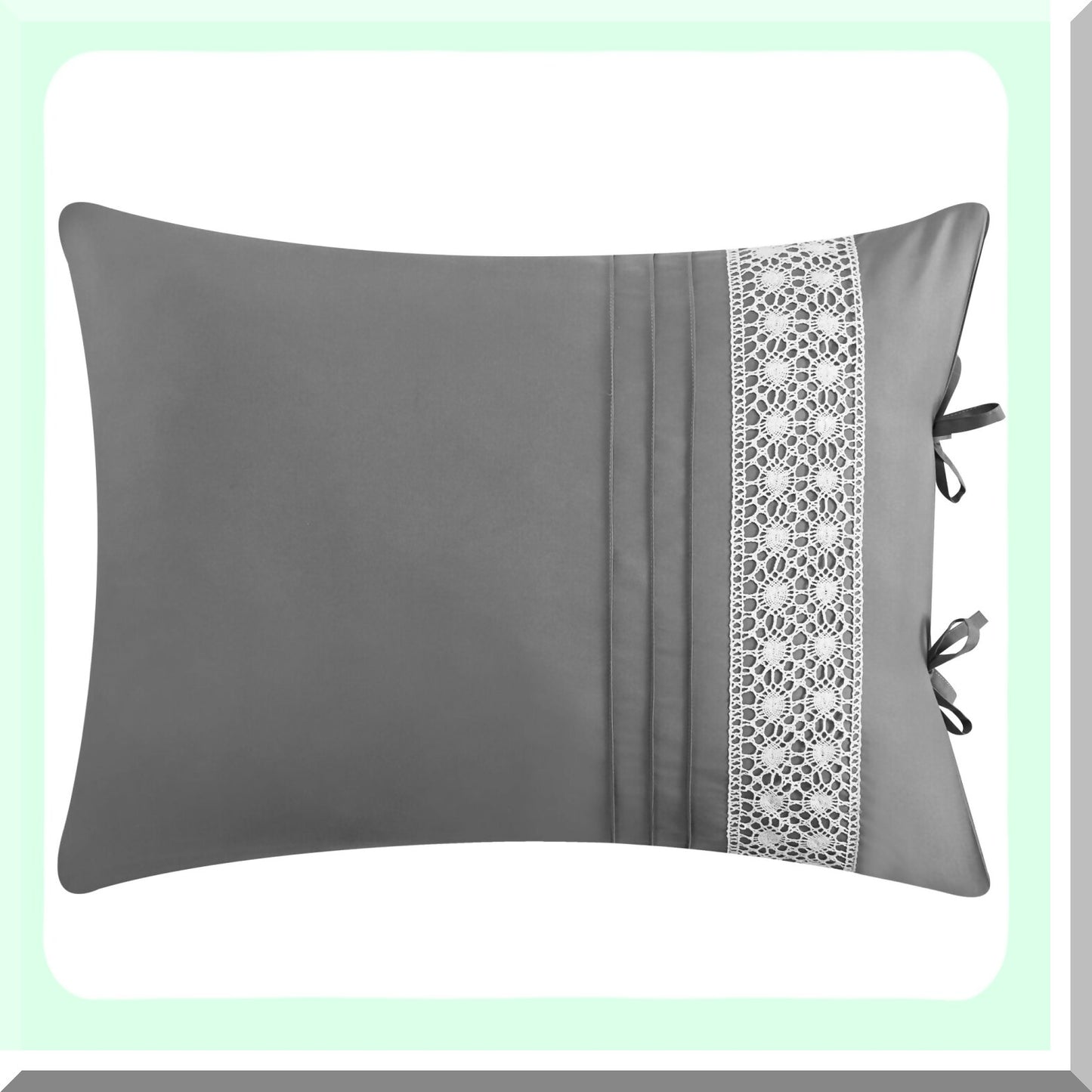 Pleated Grey Comforter Set with Embroidered Design - 4 Piece Bedding Bundle for Twin Beds with Decorative Pillows and Sham