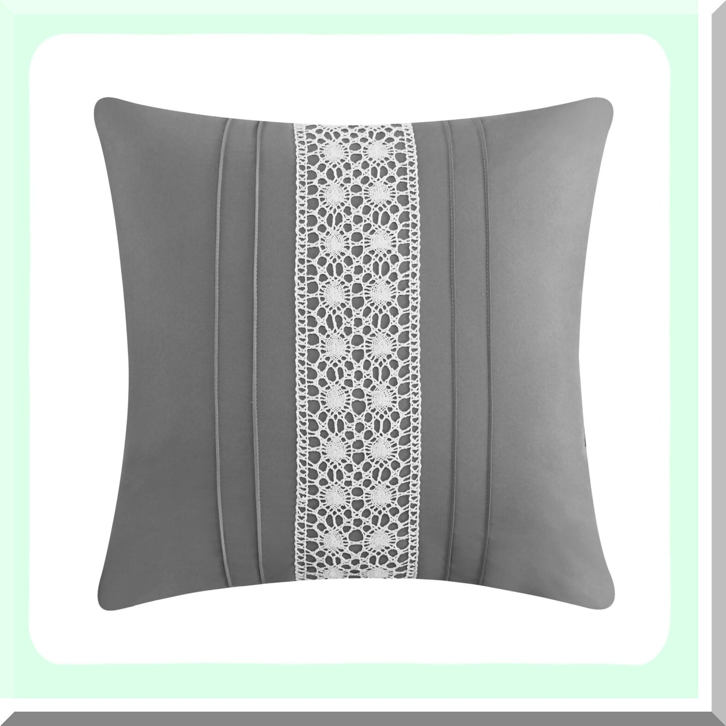 Pleated Grey Comforter Set with Embroidered Design - 4 Piece Bedding Bundle for Twin Beds with Decorative Pillows and Sham