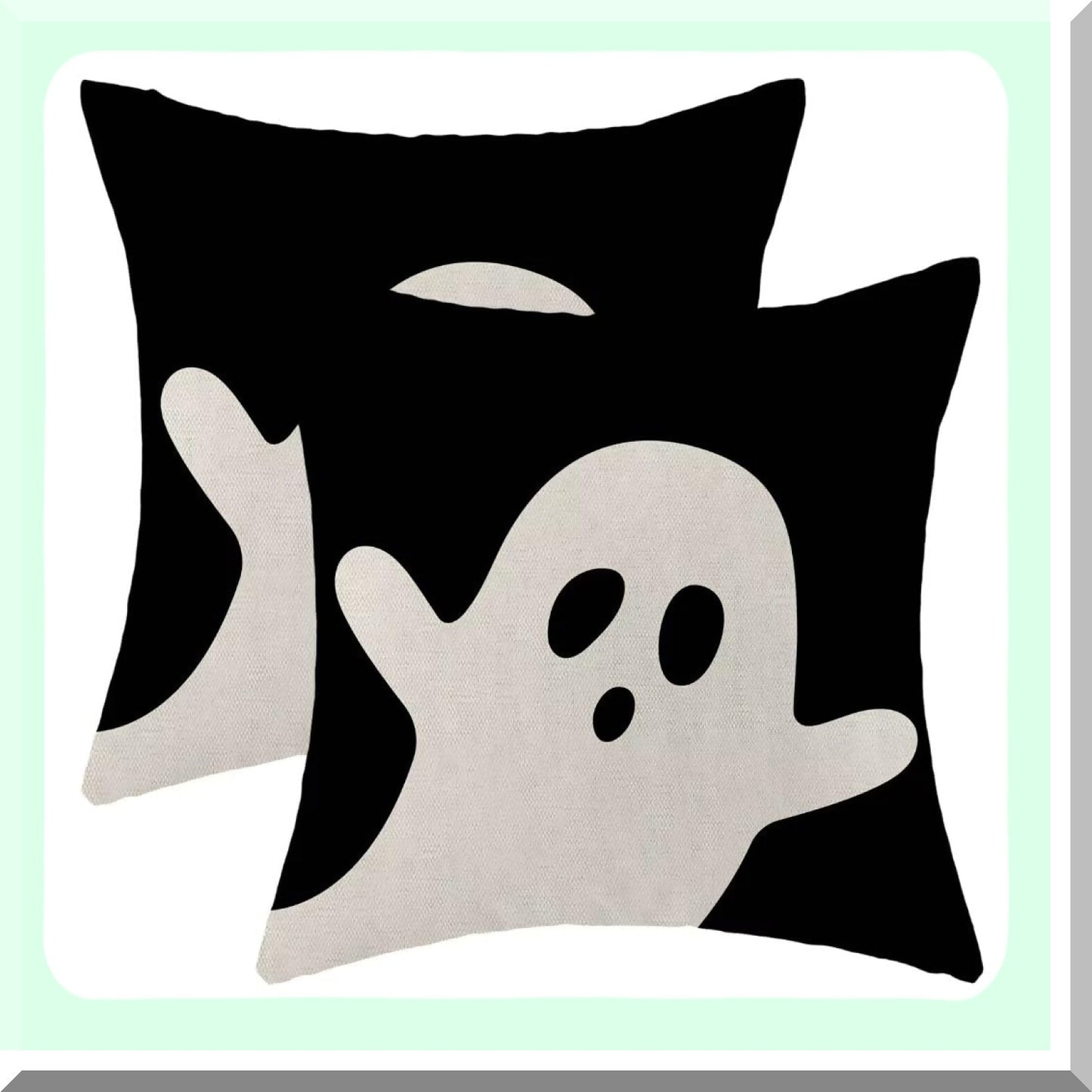 Ghostly Farmhouse Pillow Covers - Set of 2, 20x20 Inch Black & White Throw Pillows. Linen Decorative Cases for Couch, Sofa, Bedroom & Outdoor Decor.
