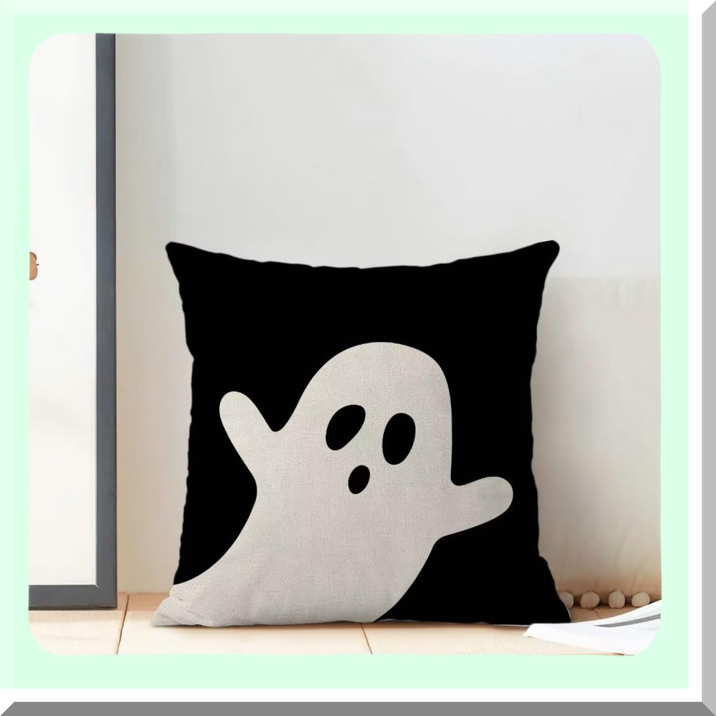 Ghostly Farmhouse Pillow Covers - Set of 2, 20x20 Inch Black & White Throw Pillows. Linen Decorative Cases for Couch, Sofa, Bedroom & Outdoor Decor.