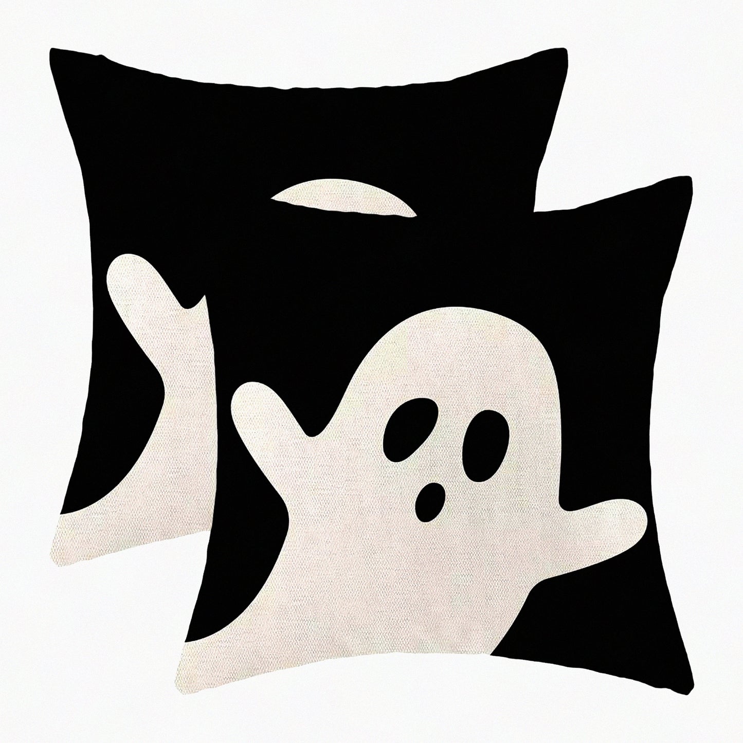 Ghostly Farmhouse Pillow Covers - Set of 2, 20x20 Inch Black & White Throw Pillows. Linen Decorative Cases for Couch, Sofa, Bedroom & Outdoor Decor.