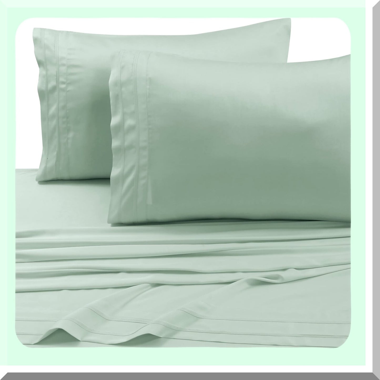 BambooComfort Sage Green Pillow Set - 300 Thread Count Rayon Pair for Standard Size Beds - Pack of 2 - Soft & Breathable Eco-Friendly Material