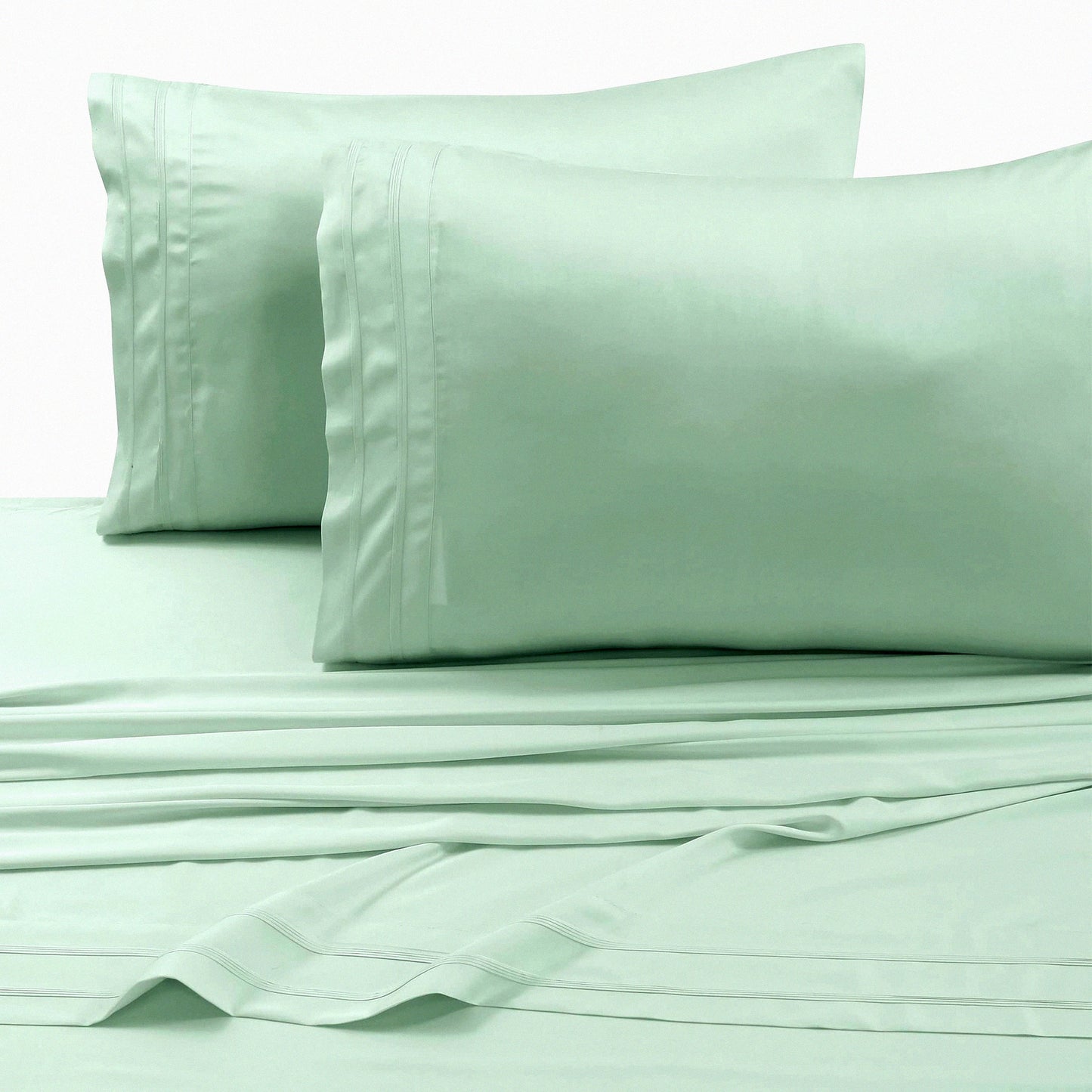 BambooComfort Sage Green Pillow Set - 300 Thread Count Rayon Pair for Standard Size Beds - Pack of 2 - Soft & Breathable Eco-Friendly Material